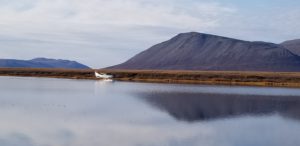 Float plane on a lake